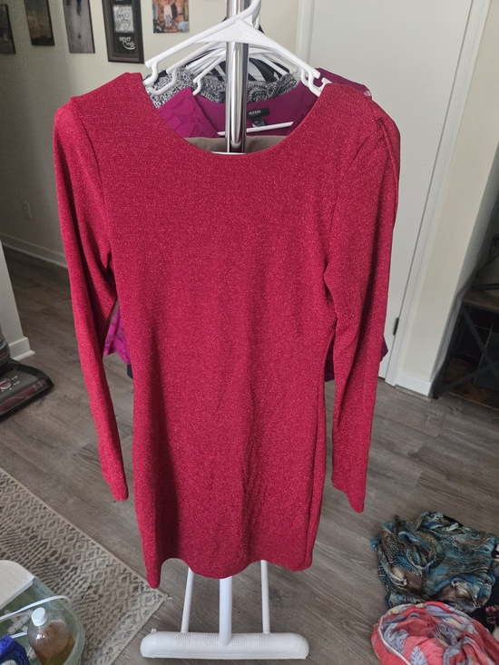 teeze Me Red Sparkle Long-Sleeve Bodycon Dress - Picture 2 of 5